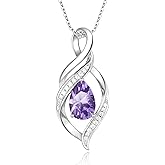 BELLNA S925 Sterling Silver Birthstone Necklace for Women Teardrop Pendant Necklaces Infinity Love Birthday Gifts Jewelry for Women Anniversary Valentines Day