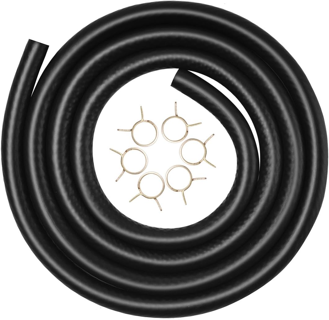 YEKELLA Fuel Line Hose 1/4 Inch Inside Diameter NBR/PVC SAE30R6 X 5 Feet(1.5M) Length,Black