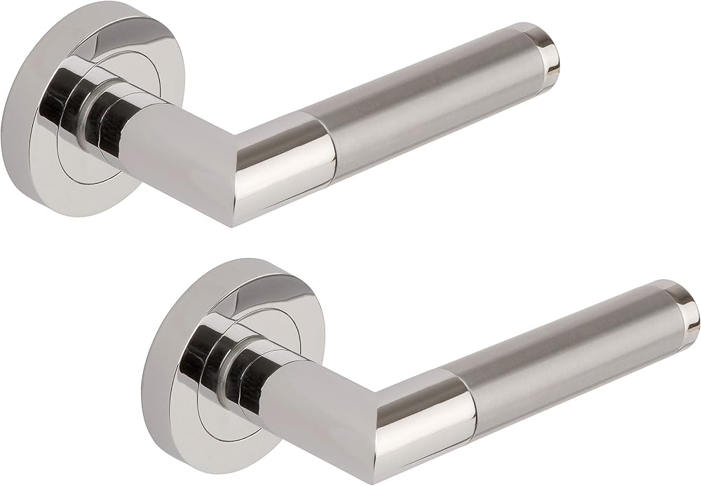 Excel DH3675 Athena Passage Door Handle Lever Round Rose Polished Satin Chrome