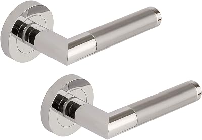 Excel DH3675 Athena Passage Door Handle Lever Round Rose Polished Satin Chrome