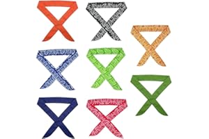 8 Pcs Ice Cooler Scarf Multicolored Neck Wrap Cooling Scarf Water Soaking for Neck Bandana Wrap Headband