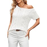 Cakulo Womens Cable Knit Short Sleeve Sweaters Tops Lightweight Crew Neck Pullover Sweater 2025