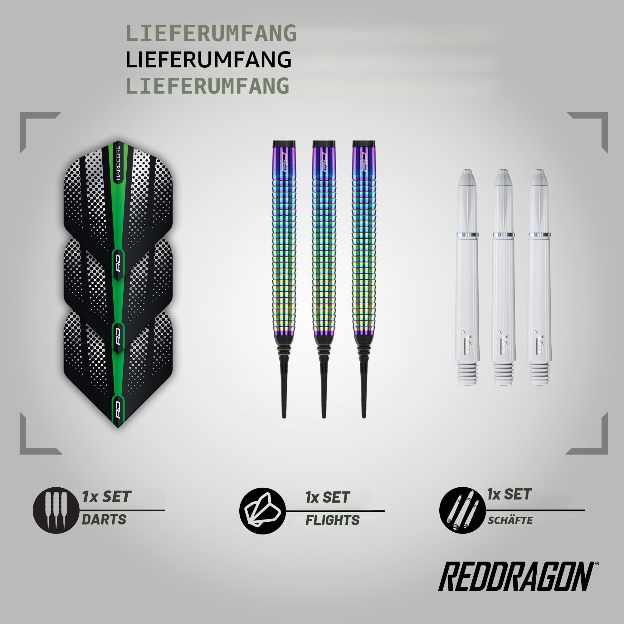 RED Dragon Razor Edge Spectron 18 Gramm Softip Tungsten Darts mit Flights und Stielen 2
