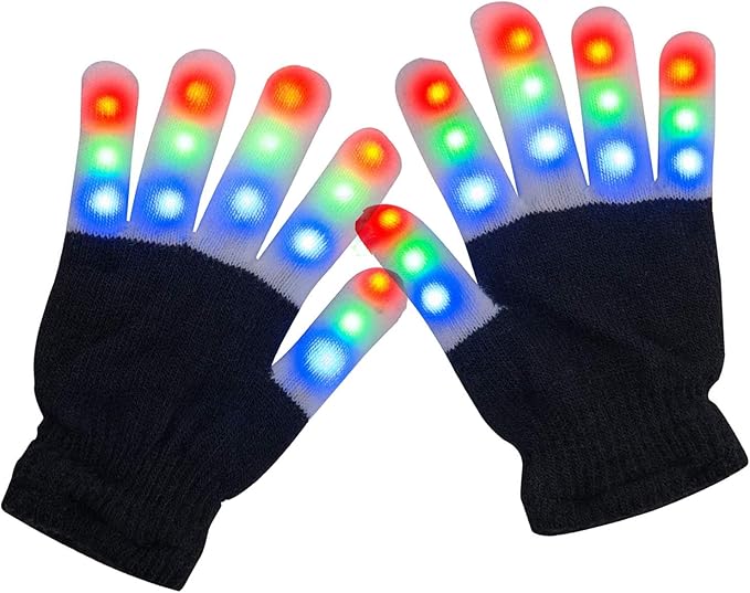 Batlofty LED Gloves, LED Light Gloves Light Up Finger Lights Gloves 3 Colors 6 Light