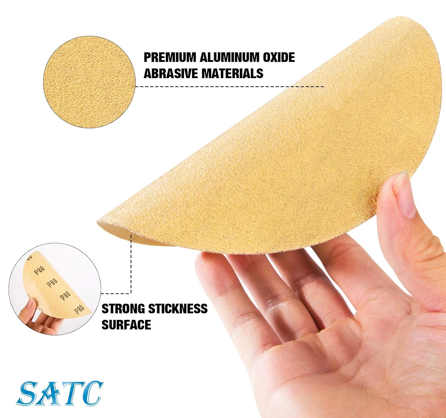 S SATC 100 PCS PSA Sanding Discs 6 Inch Adhesive Backed Sandpaper 80 Grit Sander Attachment for Drill Self Stick Aluminum Oxide Round Automotive Sandpaper with Sticky Back: Industrial & Scientific