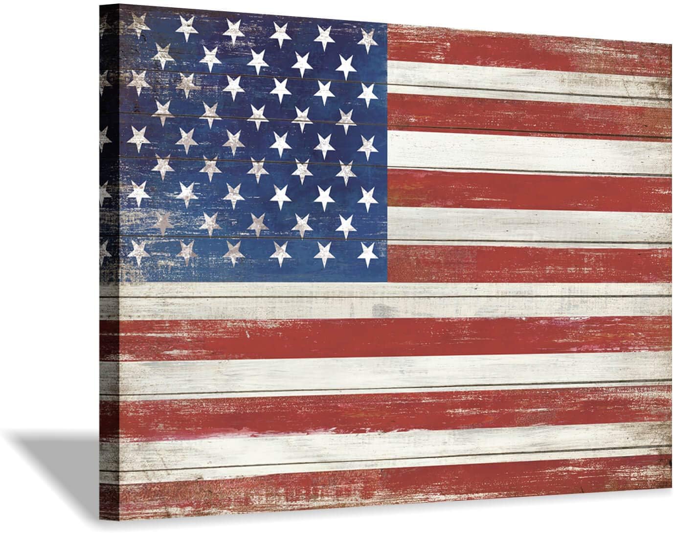 Paintings - American Flag Canvas Wall Art: USA Old Glory Picture Painting Artwork for Living Room Office (45'' x 30'' x 1 Panel)