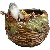 Rmdusk Handmade Ceramic Bird Nest Succulent Planter/Plant Pot Flower Pot Bonsai Home Garden D&eacute;cor Birds Figurine 5" H