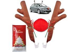 Car Reindeer Antlers & Nose Christmas Costume Auto Decoration, Rudolph Reindeer Jingle Bell Added to Holiday Spirit by Angooni