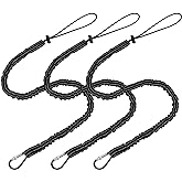 LEIFIDE 3 Pcs Retractable Tool Lanyard, Tool Tether, Black | Safety Fall Protection Tools Leash with Aluminum Screw Lock Carabiner Clip and Adjustable Loop End, Tough Scaffold Tether