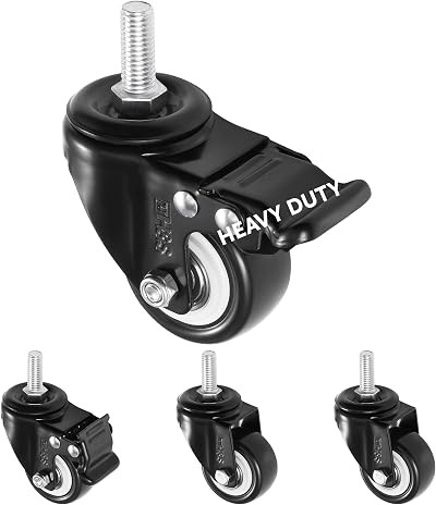 H&S 4 Castor Wheels Heavy Duty 200kg 50mm PU Swivel Trolley Braked Caster