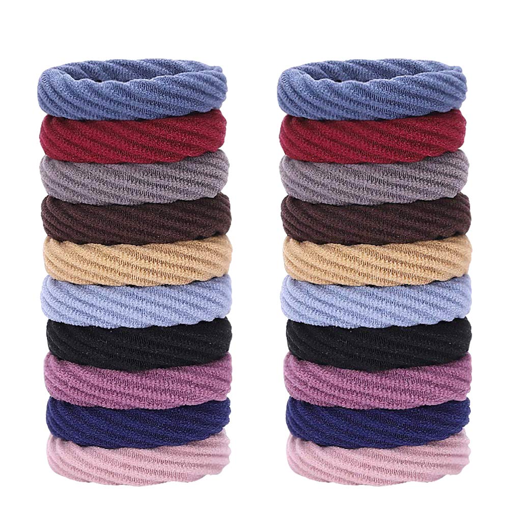 20 Pieces Cotton Hair Ties Seamless Elastic Hair Bands Thick Ponytail Band 4.5cm in Diameter Hair Accessories for Women and Girls (Multicolored)