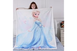 MEIKADU Kids Flannel Princess Elsa 50'' × 60'' Throw Blanket for Indoor and Outdoor Use, Super Soft Cozy Plush Blanket for Bedroom Couch Travel,Gifts for Girls Boys