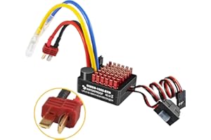 9IMOD WP-1060 2-3s ESC for 1/10 Scale Brushed RC Crawler Upgrades with T-Plug, Switch Mode BEC, Speed Control Waterproof 60A RC ESC Upgrade for Brushed Motor RC Cars