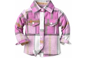 Pisexur Fashion Flannel Shirt Jackets Plaid Long Sleeve Lapel Button Down Shacket Fall Winter Coat Outwear Casual