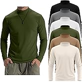 Evervibe 6 Pack Mens Mock Turtleneck Long Sleeve Shirts Thermal Mock Neck Pullover Sweater Tops Fitted Lightweight Undershirt