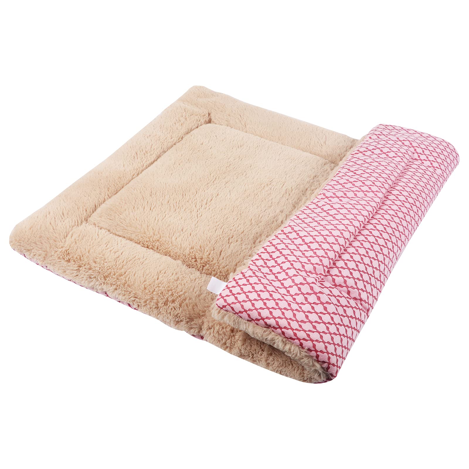 Vejaoo Dog Bed Mat Washable Cat Cushion Soft Premium Plush Dogs Mattress Sofa Dual Purpose Clearance for Small/Medium/Large Dog XZ014 (S(60 * 45CM), Short Plush Pink)