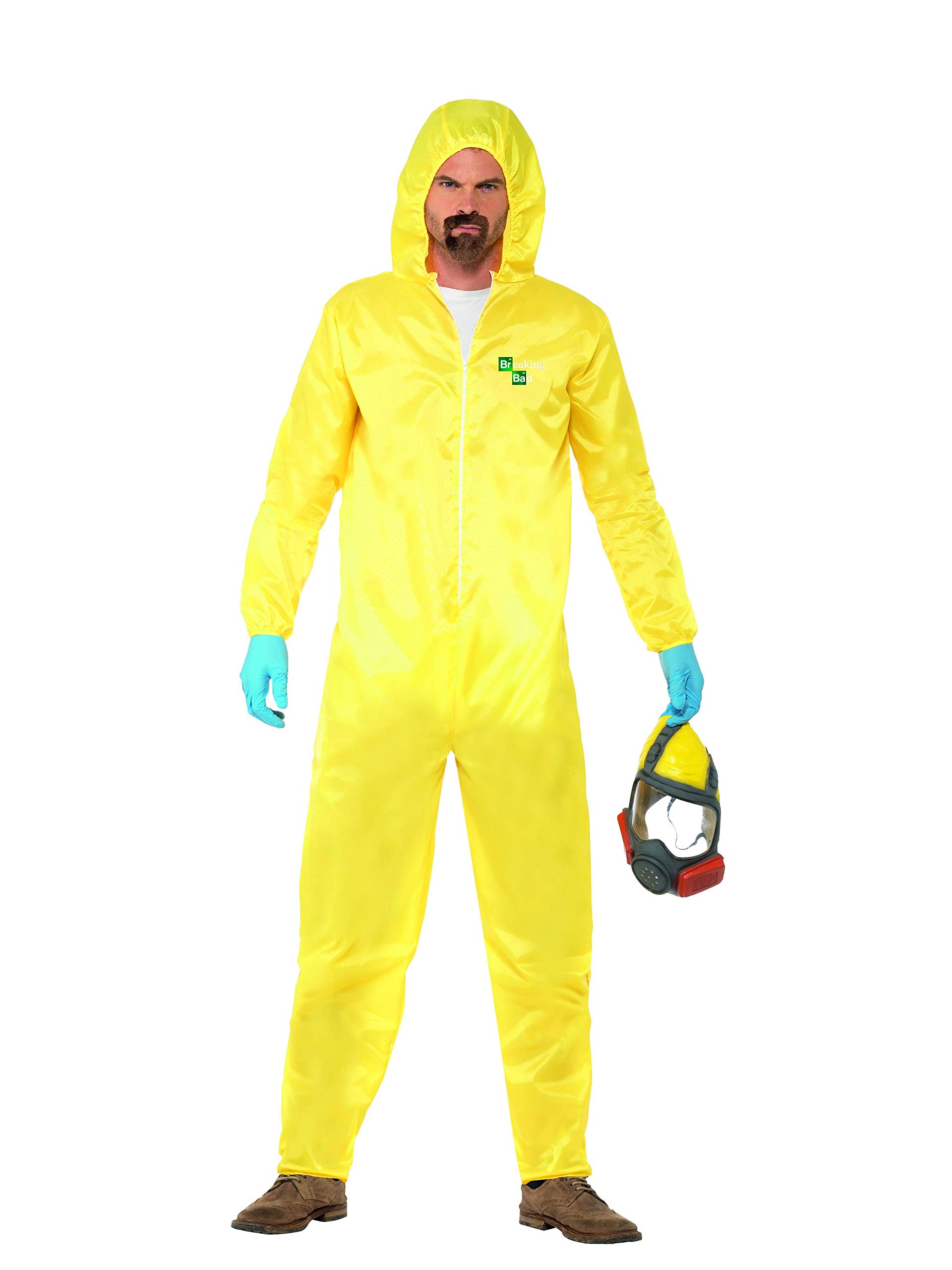 Smiffys Men�s Breaking Bad Costume, Hazmat Suit, Latex Mask, Gloves