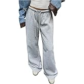 Milumia Women's Drawstring Low Waist Sweatpants Straight Wide Leg Track Workout Baggy Sweat Pants