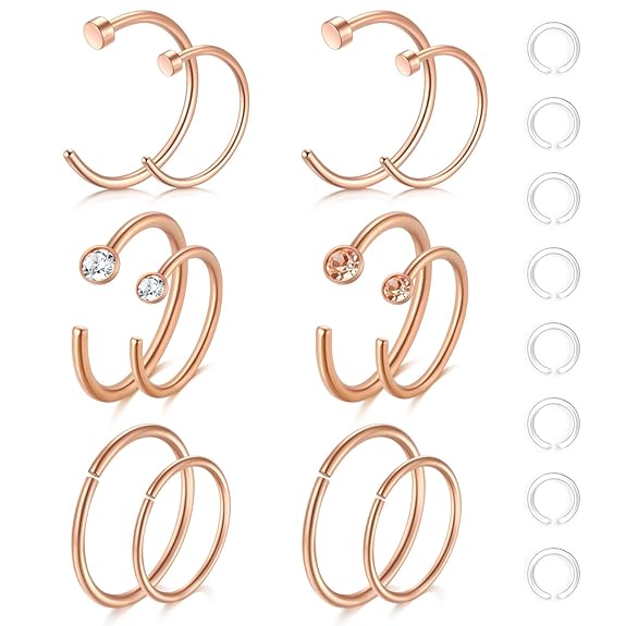 Zolure 12-16stk 20 Gauge Nasenpiercing Nasenring Hoop Piercing 316L Chirurgenstahl Piercing Set Schmuck