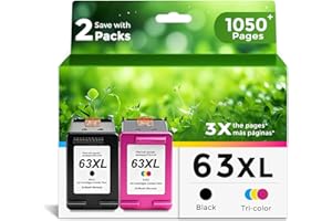 Ankink 63XL Ink Cartridges Replacement for HP 63 XL (Black Color Combo Pack) Fit for HP63 3830 4650 4652 4655 5200 5252 5255 5258 4520 4512 1112 2132 3630 3632 3631 2130 4510 4654 Printers BK Tricolor