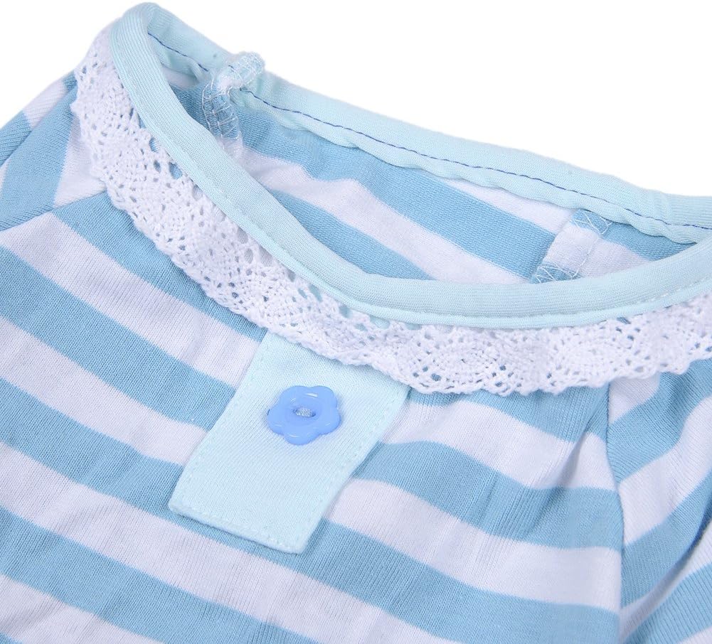 Soft Cotton Pet Dog Pajamas Strip Jumpsuit Cute Dog Cat Clothes Apparel for Summer Cool Weather (XL, Blue Strip) - Image 4