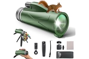 EULLSI 80x100 Monocular Telescope for Adults High Powered, HD Monoculars with Smartphone Adapter & Tripod, Compact Monocular for Bird Watching Hiking Camping Hunting Travel, Green