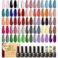 ROSALIND 38PCS Gel Nail Polish Set, 35 Colors Gel Polish Set with Base Coat and Glossy & Matte Gel Top Coat Gel Nail Polish Starter Set Pink Red Green Blue Gel Nail Art Gifts for Women
