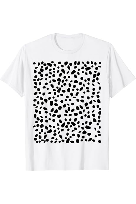 white shirt with small black polka dots
