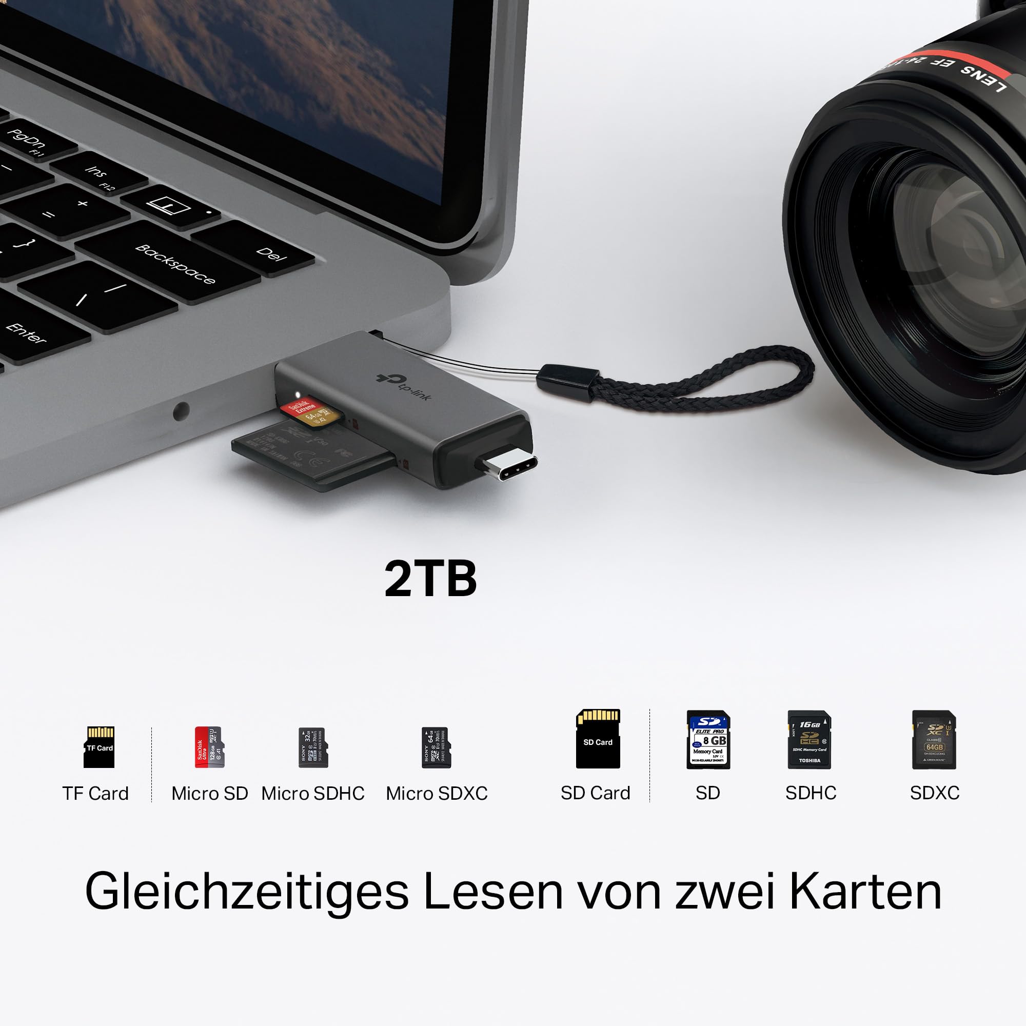 TP-Link UA430D SD Kartenleser USB 3.0, 2-in-1 Type-C & Type-A, Plug & Play, kompatibel mit SD/MicroSD, UHS-I bis 200 MB/s, Kompatibel mit iOS/Android/Mac/Windows/Linux/iPadOS/Chrome 4