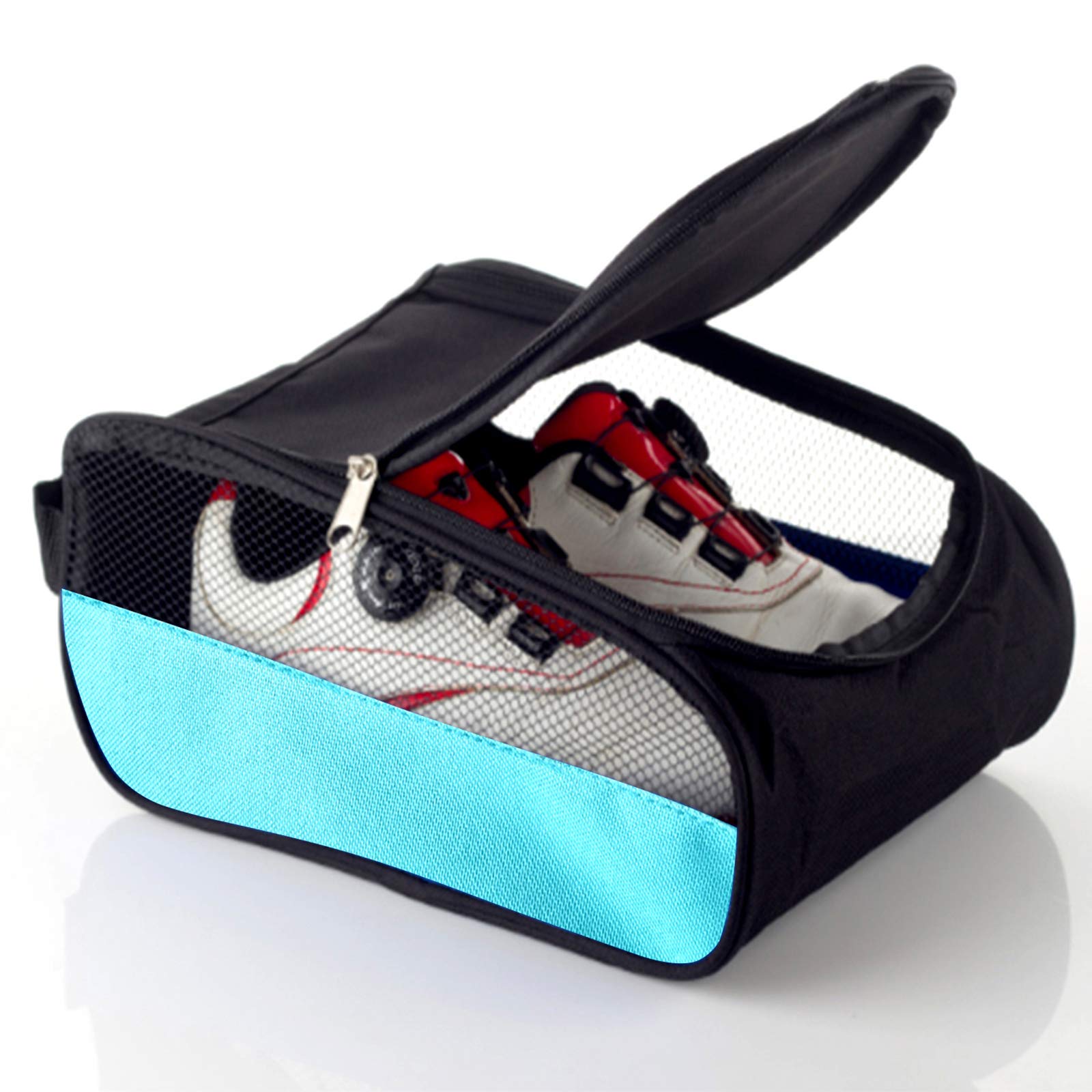 Getfitsoo Golf Shoe Bag, Golf Shoes Bags Men/Women Outdoor Zippered Carrier Bags with Ventilation Sport Shoes Bag Travel Shoe Bags, Sky-Blue, Common