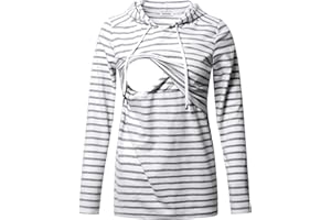 GINKANA Women's Nursing Hoodie Sweatshirt Long Sleeves Breastfeeding Maternity Tops Casual Clothes