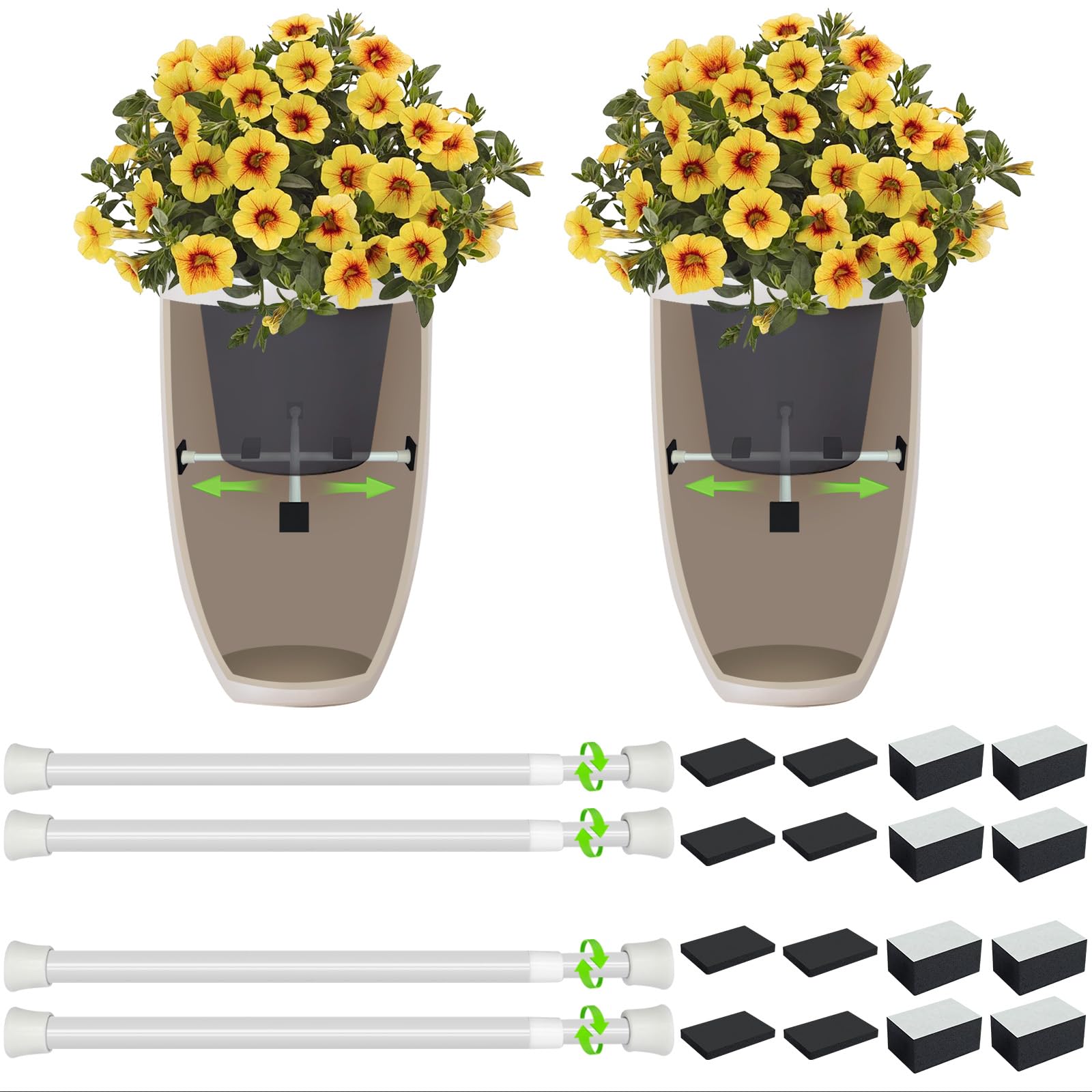 Photo 1 of 2 Pack Adjustable Planter Inserts for Large Pots,10-17” Plant Risers for Inside Pots, Pot Fillers for Indoor Outdoor Tall Round Square Taper Planters