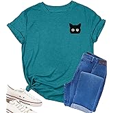 Cat Shirts for Women Black Cat Mom Shirt Cute Animal Graphic Tee Teen Funny Casual Short Sleeve Gift Tee Tops Clothes