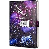 ARRLSDB A5 Creative Password Lock Journal PU Leather Combination Lock Diary Locking Diary Notepad (Taurus)