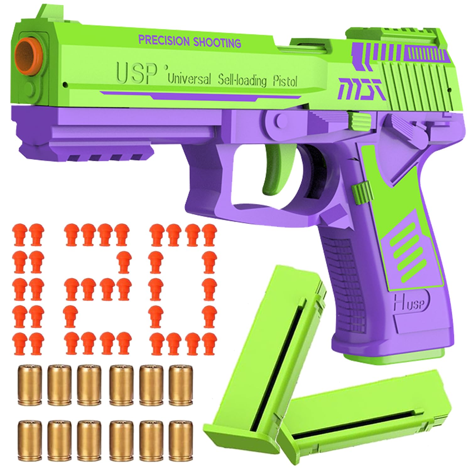 Photo 1 of Automatic Shell Ejection Toy Gun with Soft Bullet- Automatic Reloading Rebound Toy Gun Pistols for Shooting Game Educational Toys Gifts for Kids Boys Girls (USP-Green)
