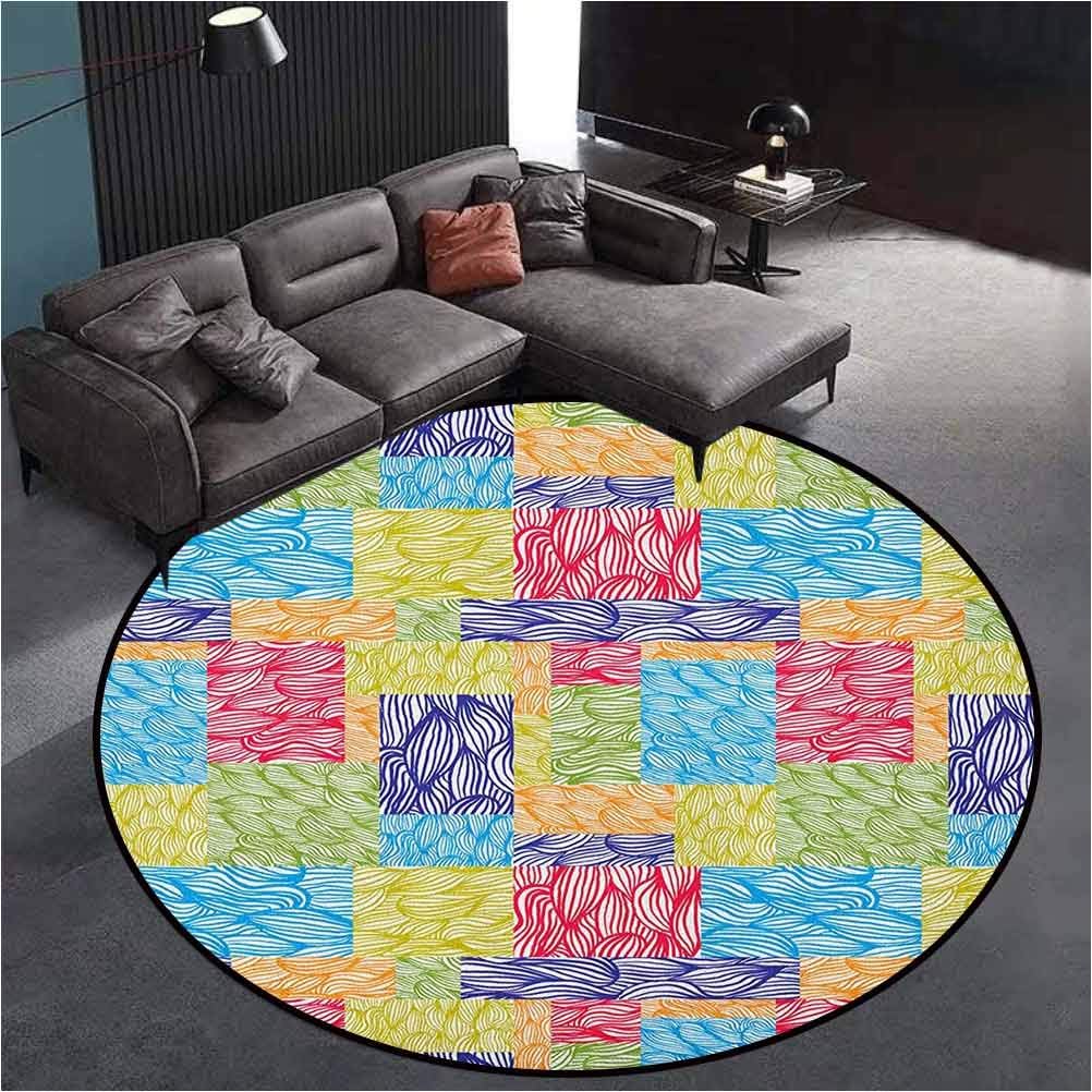 Colorful Printed Pattern Round Rug Kids Area Rug Fun Rug