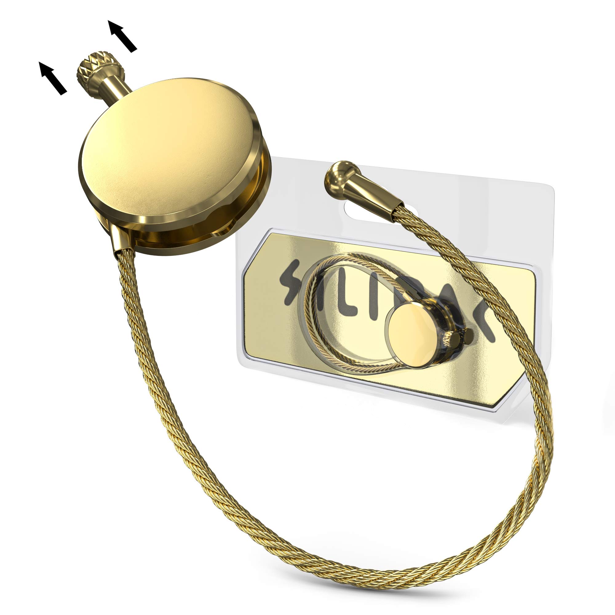 Silipac Quick Release Keychains Cable Ring Detachable Locking Carabiner - Easy Lock Keychain Wire Loop for Car Keys - gold