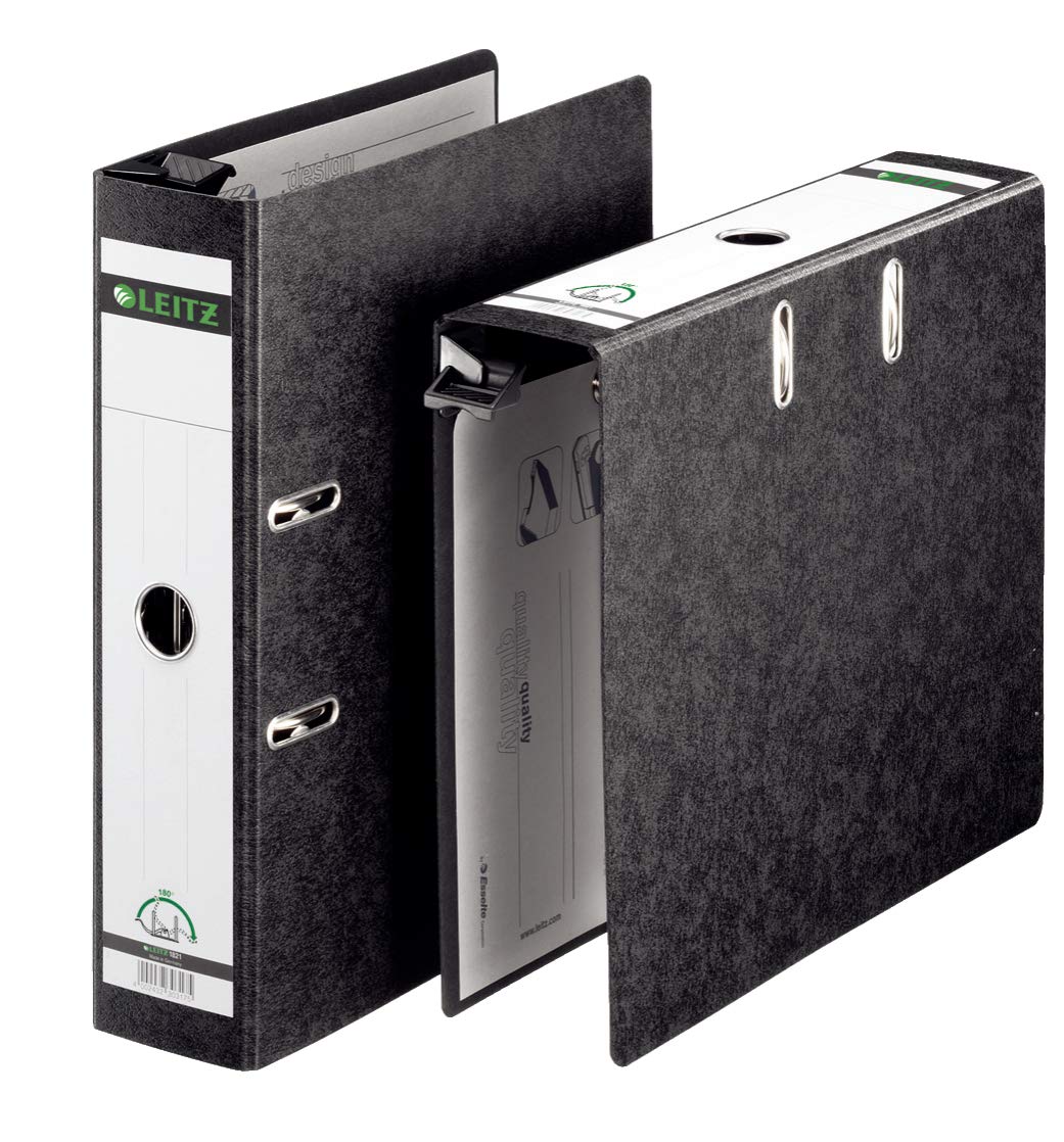 Leitz 18210000 Lever Arch File 180 A4 Wide Cardboard Black