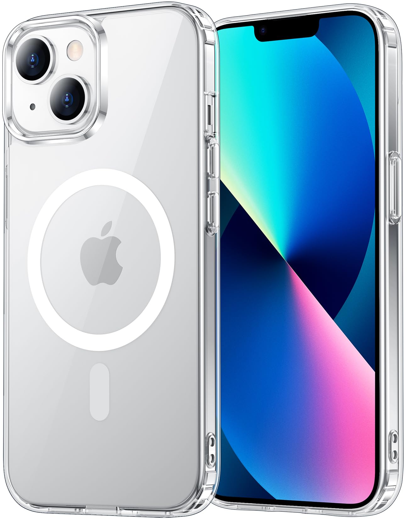 Photo 1 of Temdan for iPhone 13 Case Clear, [Compatible with Magsafe][Anti-Yellowing][Military-Grade Protection] Shockproof Slim Magnetic Phone Case Cover, Transparent