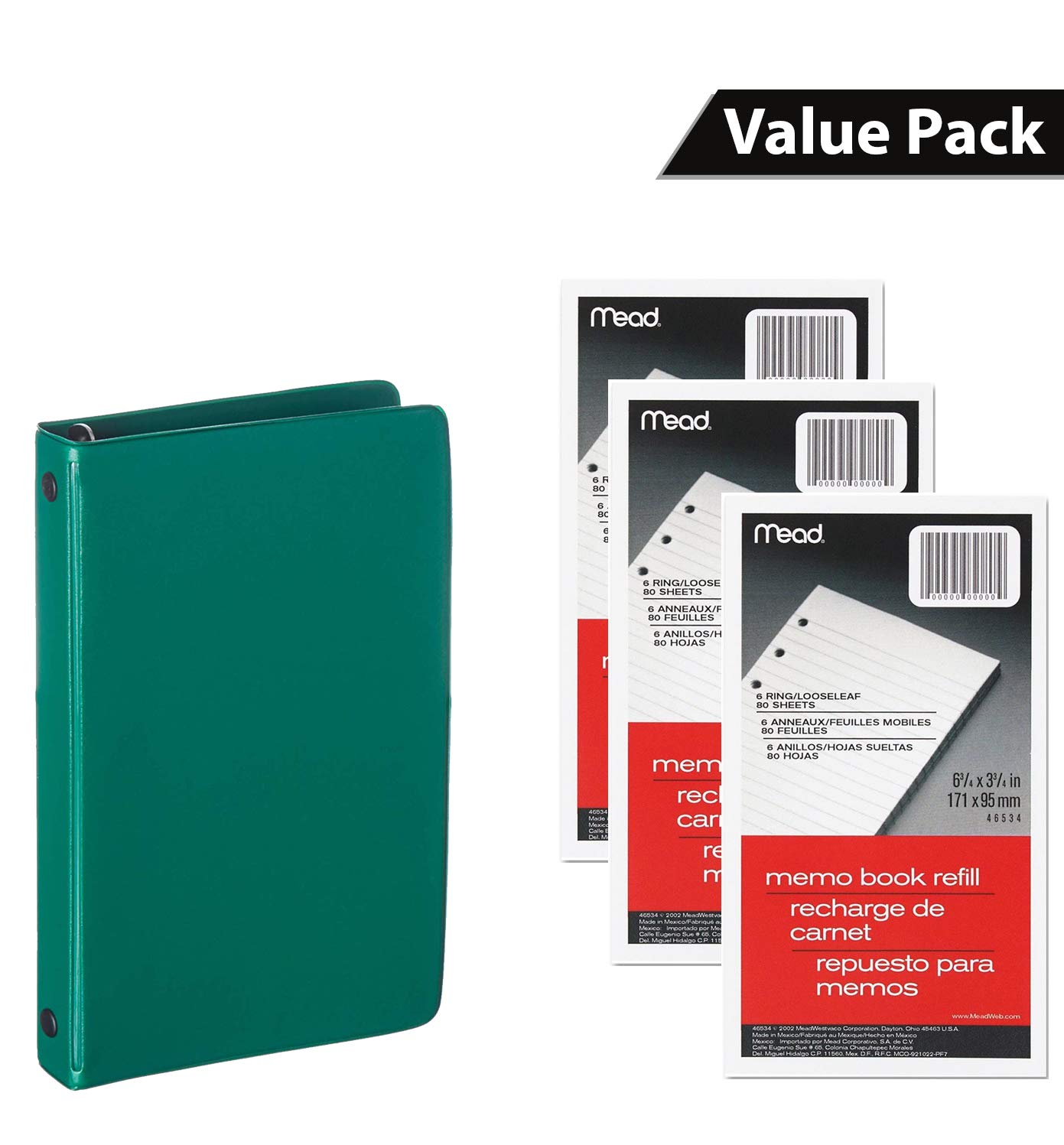 Mead LooseLeaf Memo Book, 6 3/4 x 3 3/4", 6