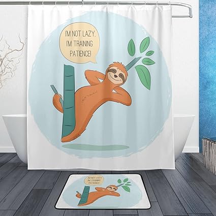 Amazon Com Alaza Set Of 2 Cute Sloth Animal 60 X 72 Inches Shower
