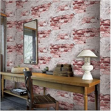 Rollo De Papel Pintado De Ladrillo Rojo Oxidado 3d Vintage