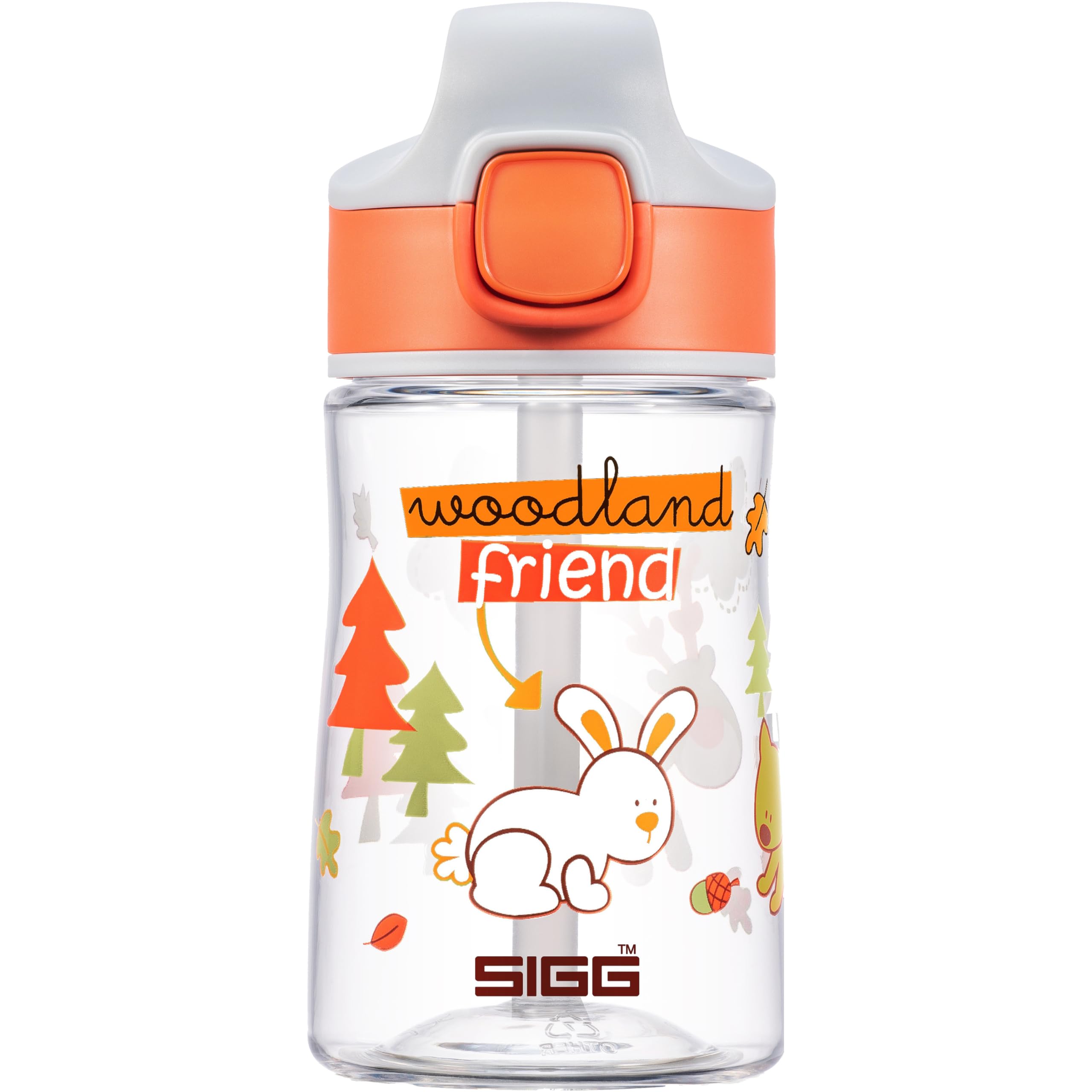 Sigg - Aluminium Kids Water Bottle - Miracle Woodland Friend - With Straw - Leakproof - Lightweight - BPA Free - Scratch & Break Resistant - School & Sports - Orange - 0.35L