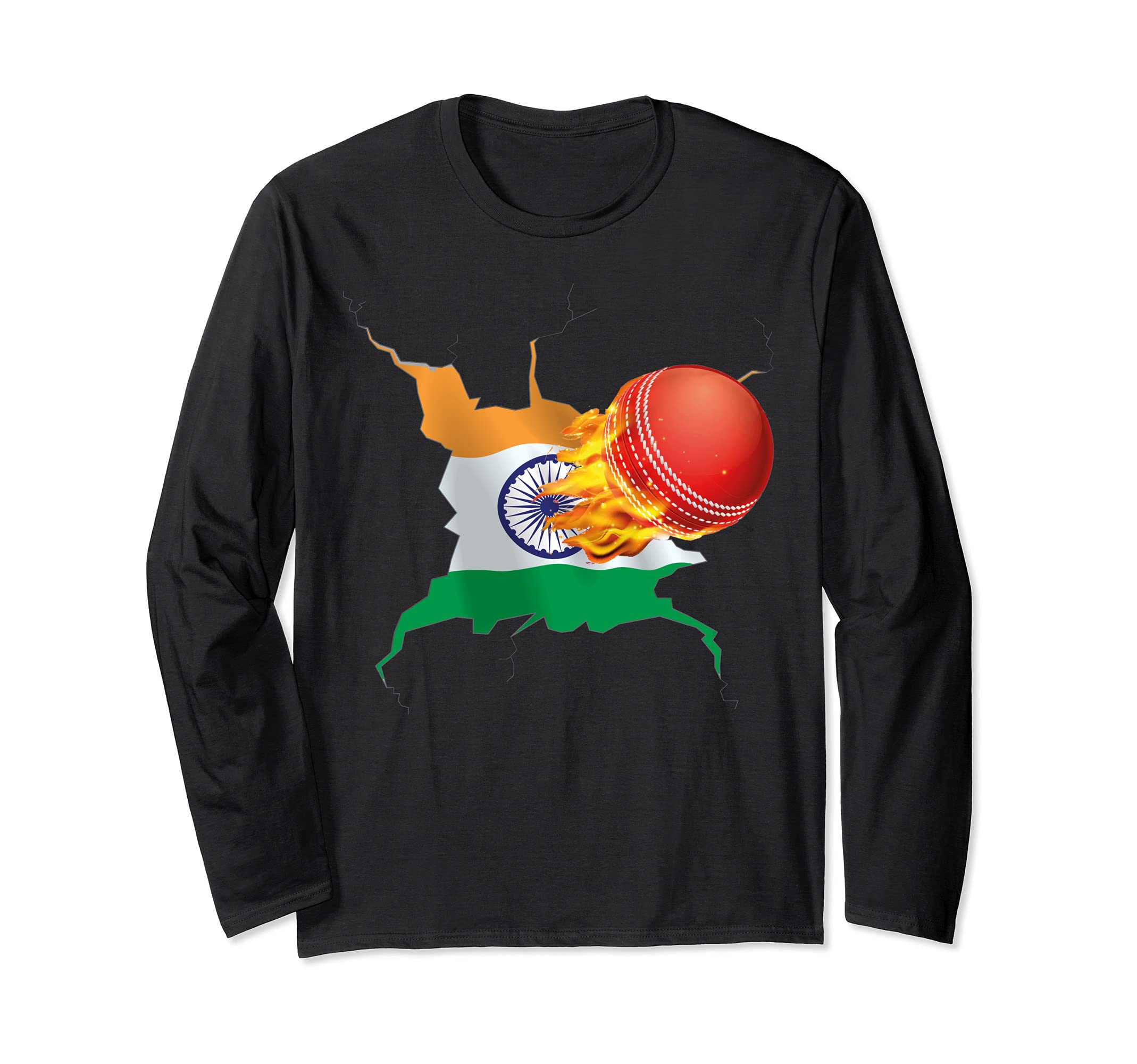 Indian Cricket Fan, India Cricket ball Long Sleeve T-Shirt