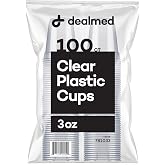 Dealmed 3 oz Disposable Plastic Cups - Recyclable - 100 Count (1 Pack) | Clear, Crack Resistant, Rolled Rim, Textured Grip, Healthcare And Dental Use, Home Use, Medication, Distribution, Food Servic
