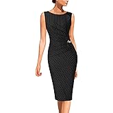 VFSHOW Womens Work Office Business Casual Sleeveless Ruched Elegant Professional Church Cocktail Party Pencil Sheath Dress