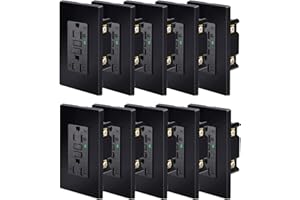 Black GFCI Outlet 20 Amp,NineLeaf 20A GFI Dual Receptacle, WR Weather Resistant, Ground Fault Circuit Interrupters, Screwless Wall Plate Included, ETL Listed, 10 Pack