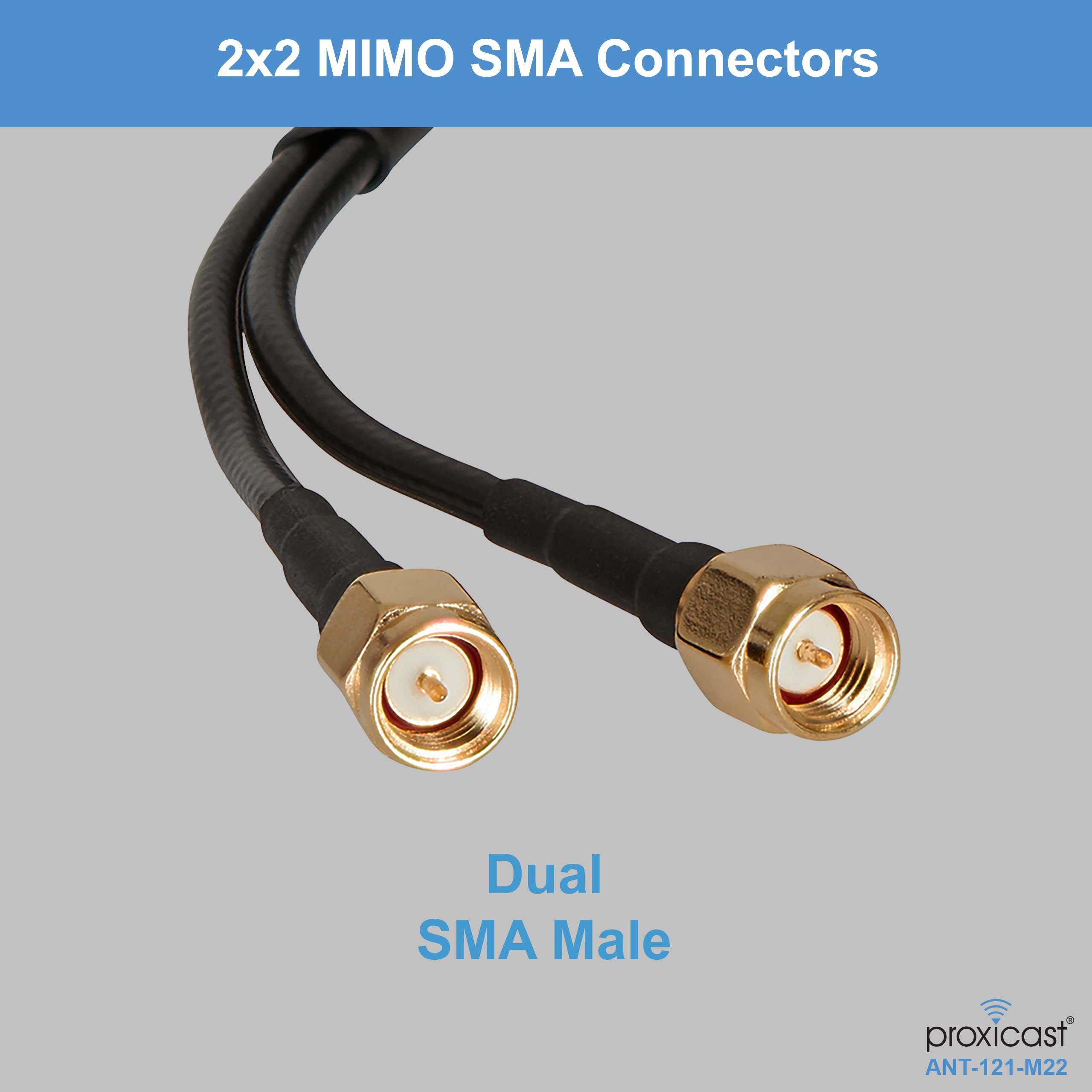 Proxicast Vandal Resistant 2x2 MIMO Low Profile 4G/5G Omni-Directional Screw Mount Antenna - 10 ft Coax Leads - for Cisco, Cradlepoint, Digi, Pepwave, Sierra Wireless and Others (ANT-121-M22)