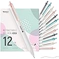 12 Pcs Gel Pens, Sooez Extra Smooth Black Ink Pen, 0.5mm Fine Point Writing Pen for Journaling Note Taking, Quick Drying Retractable Pen, Cute Japanese Stationery School Office Supplies Gift for Women