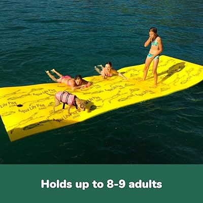 Buy Aqua Lily Pad Original Floating Water Mat Patented 2 Layer Flexcore Green Yellow Foam Raft Made In The Usa 18 Foot Online In Greece Bbqqs